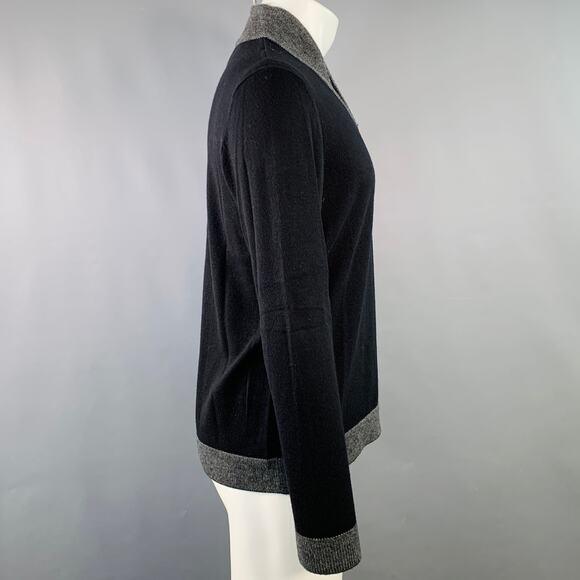 RAG & BONE Size M Black Grey Knit Wool Blend V-Neck Pullover - Picture 3 of 9